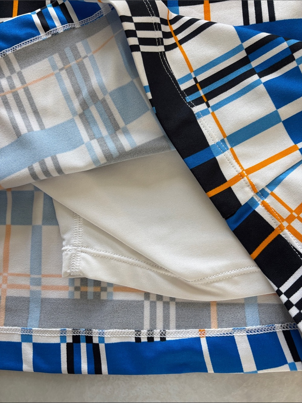 Tail Tech Blue, Black, White & Orange Plaid Active Golf Skort / Sm - Picture 6 of 10